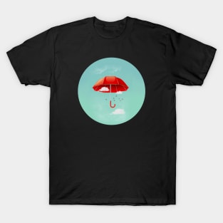 Red Umbrella in the Clouds T-Shirt